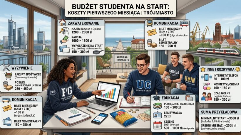 Budżet studenta na start – koszty pierwszego miesiąca, kaucja i wydatki